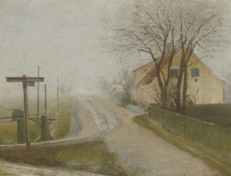 Landevej til Lynæs. Tåge.